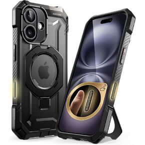 SUPCASE for iPhone 16 Case with Camera Control Capture Button (Unicorn Beetle Grip), [Compatible with MagSafe] Heavy Duty Rugged Magnetic Stand Phone Case for iPhone 16 6.1'' 2024, Black