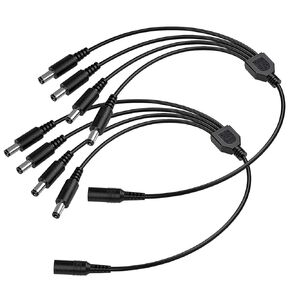 2 Pack Black 1 Female to 4 Male 5.5mm*2.1mm DC Power Splitter Cable, 1 to 4 Way DC Power Output Y Adapter Cable Cord for CCTV Cameras Router LED Light Strip and More (2 Pack, 1 to 4 Way)