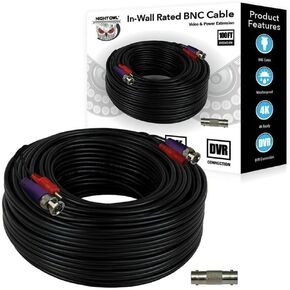 Night Owl 100 ft. in-Wall Rated Video/Power Camera Extension Cable with Extension Adapter (1-Pack)