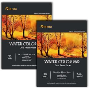 Watercolor Pads 5.5 * 8.5in 3 Pack,90 Sheets of Water Color Paper 140 lb -300GSM Cold Press Acid-Free Paper for Painting & Drawing, Wet, Mixed Media