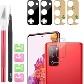 2 Pcs Back Camera Glass Lens Replacement for Samsung Galaxy S20 FE/S20 FE 5G/S20 2022 Rear Camera Glass Lens Cover with Galaxy S20 FE Camera Lens Protector and Tool