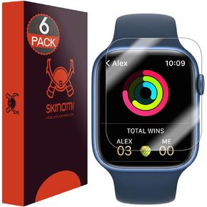Skinomi Screen Protector Compatible with Apple Watch Series 9/8/7 (41mm)(6-Pack) Clear TechSkin TPU Anti-Bubble HD Film