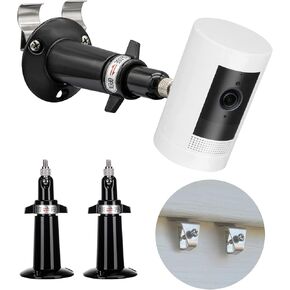 Vinyl Siding Wall Mounts for Ring Stick Up Cam Battery & Ring Indoor Cam(1st Gen)/Wyze/Eufy/Arlo Camera, No Drill 360 Degree Adjustable, Home Security Camera Universal Bracket (Black Pack of 2)