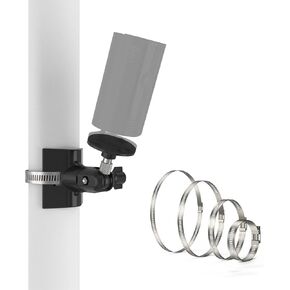 QUIDDITY Ring Pole Mount No-Drill Outdoor Security Camera for 1/4-Inch Attach Point Cameras, Compatible with Solar Panel Mount Ring Indoor Cam (2nd Gen) Fits 1.96-7.87 Inch Pipes (White)