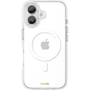 for iPhone 16 Pro Max Case [Compatible with MagSafe] with Blue Nemophila Floral Design, Cute Clear Flower Magnetic Phone Cover for Women Girls,[Non Yellowing] Slim Bumper with Gold Accents
