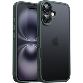 JETech Matte Case for iPhone 16 6.1-Inch, Shockproof Military Grade Drop Protection, Frosted Translucent Back Phone Cover, Anti-Fingerprint (Black)