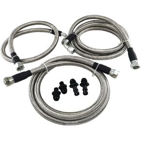 Autoutfit 47RE Transmission Cooler Lines Kit PTFE braided hose For Cummins 1996-02 Dodge Ram 2500 3500 Cummins 5.9L Heavy Duty Hose