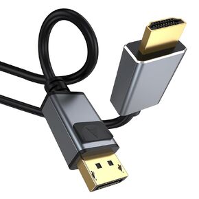 DisplayPort to HDMI Cable 6 Feet, DP Display Port to HDMI TV Cord 6Feet Male to Male with latche Compatible with Computer, PC, Laptop, TV, Projector, Monitor