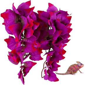 FiveBull Reptile Plants, 2 Pieces Hanging Silk Terrarium Plant with Suction Cup for Bearded Dragons Lizards Geckos Snake Pet, Decorations Terrariums Pet Supply of Reptile & Amphibian Habitat Plants