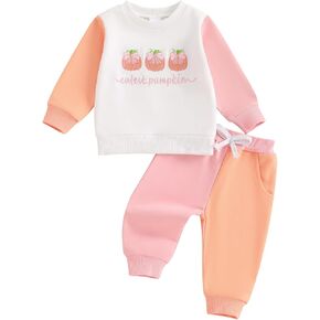 ZyHwShine Toddler Baby Girl Halloween Outfit Long Sleeve Pumpkin Sweatshirts Pants Infant Fall Winter Clothes Set