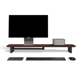 Large Wood Desk Shelf / Dual Monitor Stand / Computer Monitor Riser Desk Stand / Wooden monitor stand for desk 2 monitors (Dark Walnut)