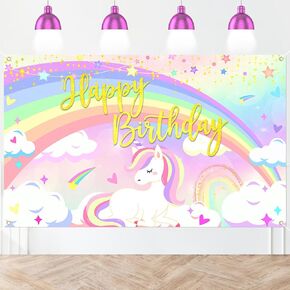 Rainbow Unicorn Birthday Backdrop Unicorn Party Decorations 6x4 ft Unicorn Birthday Banner for Girls Unicorn Photo Booth Props