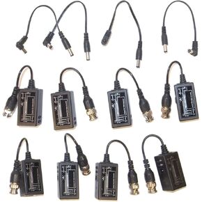 Evertech 4 Pairs (8 pcs) Passive Video Balun with Power BNC to RJ45 Converter Cable Video Audio Power Transmitter via Cat5e/Cat6 for CCTV Surveillance