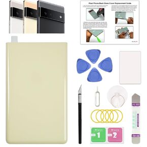 GREEN FUSION Compatible with Pixel 6 Pro Back Glass Cover Replacement (Cloudy White)