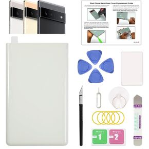 GREEN FUSION متوافق مع استبدال الغطاء الزجاجي الخلفي لهاتف Pixel 6 Pro (أبيض غائم)