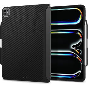 Spigen Enzo Aramid Designed for iPad Pro 11 inch Case M4 (2024) with Pencil Holder, Aerocore Aramid Fiber Magic Keyboard Compatible - Black