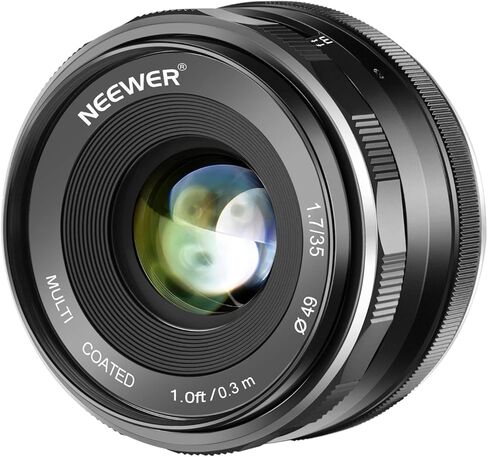 Neewer 35 مم F1.7 فتحة كبيرة APS-C عدسة ثابتة أساسية للتركيز اليدوي، متوافقة مع كاميرات Sony E-Mount APS-C عديمة المرآة Sony A7III A9 NEX 3 3N 5 NEX 5T NEX 5R NEX 6 7 A5000 A3000 A6100، إلخ in Kuwait