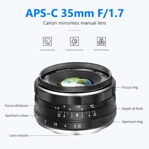 Neewer 35 مم F1.7 فتحة كبيرة APS-C عدسة ثابتة أساسية للتركيز اليدوي، متوافقة مع كاميرات Sony E-Mount APS-C عديمة المرآة Sony A7III A9 NEX 3 3N 5 NEX 5T NEX 5R NEX 6 7 A5000 A3000 A6100، إلخ in Kuwait