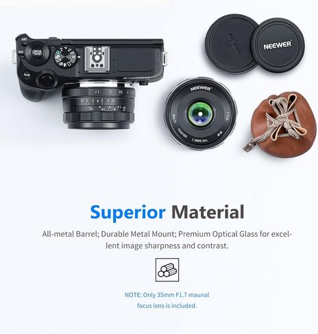 Neewer 35 مم F1.7 فتحة كبيرة APS-C عدسة ثابتة أساسية للتركيز اليدوي، متوافقة مع كاميرات Sony E-Mount APS-C عديمة المرآة Sony A7III A9 NEX 3 3N 5 NEX 5T NEX 5R NEX 6 7 A5000 A3000 A6100، إلخ in Kuwait