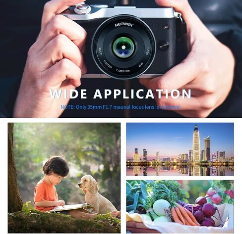 Neewer 35 مم F1.7 فتحة كبيرة APS-C عدسة ثابتة أساسية للتركيز اليدوي، متوافقة مع كاميرات Sony E-Mount APS-C عديمة المرآة Sony A7III A9 NEX 3 3N 5 NEX 5T NEX 5R NEX 6 7 A5000 A3000 A6100، إلخ in Kuwait