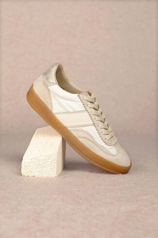 Mi.iM Dixie Rubber Sole Lace-up Stripe Suede Sneakers in Kuwait