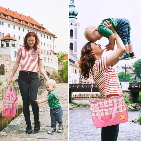 Diaper Bag Tote Set,5PCS Diaper Bags for Baby Girl Travel Diaper Tote Multifunctional Diaper Changing Bags in Saudi Arabia