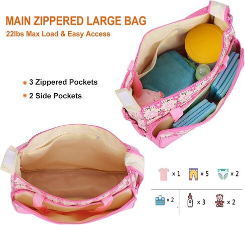 Diaper Bag Tote Set,5PCS Diaper Bags for Baby Girl Travel Diaper Tote Multifunctional Diaper Changing Bags in Saudi Arabia