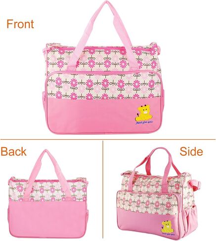 Diaper Bag Tote Set,5PCS Diaper Bags for Baby Girl Travel Diaper Tote Multifunctional Diaper Changing Bags in Saudi Arabia