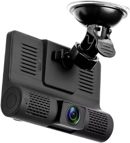 ULTRENDS 1080P كاميرا DVR ثلاثية الاتجاهات للسيارة مع بطاقة SD سعة 32 جيجابايت، كاميرا داش كام 4 بوصة للسيارات مع عدسة مزدوجة HD DVR رؤية خلفية وأمامية 1080P، 720P داخل المقصورة وكاميرا لوحة القيادة الخلفية مستشعر G 170 درجة in Saudi Arabia
