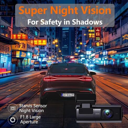 Dash Cam Front and Rear Wireless, Dual Lens 2K + 1080P Dashboard Camera for Car Truck, WiFi Mini Dashcam with 64gb TF Card, Super Night Vision,App Control,Loop Recording,24 Hours Parking Monitor in Saudi Arabia