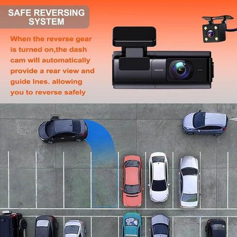 Dash Cam Front and Rear Wireless, Dual Lens 2K + 1080P Dashboard Camera for Car Truck, WiFi Mini Dashcam with 64gb TF Card, Super Night Vision,App Control,Loop Recording,24 Hours Parking Monitor in Saudi Arabia