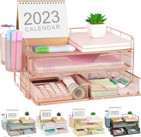 gianotter 3 Tier Desk Drawer Organizer, Office Desk Organizers and Accessories with 2 Pen Holder, Desk Accessories & Workspace Organizers for Home Office Supplies (Black) in Saudi Arabia