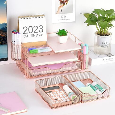 gianotter 3 Tier Desk Drawer Organizer, Office Desk Organizers and Accessories with 2 Pen Holder, Desk Accessories & Workspace Organizers for Home Office Supplies (Black) in Saudi Arabia
