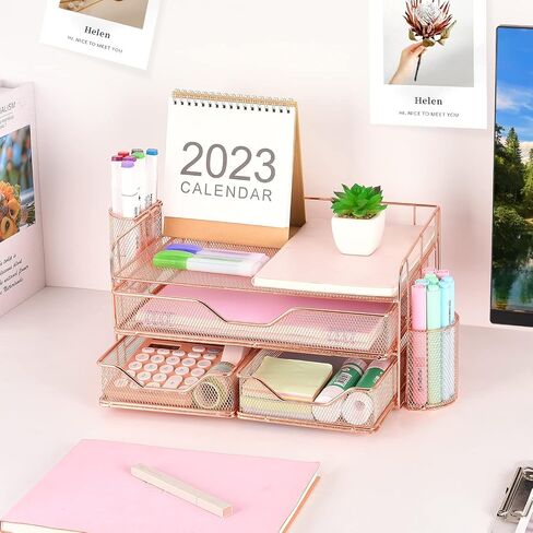 gianotter 3 Tier Desk Drawer Organizer, Office Desk Organizers and Accessories with 2 Pen Holder, Desk Accessories & Workspace Organizers for Home Office Supplies (Black) in Saudi Arabia