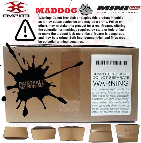 قلم تحديد مسدس كرات الطلاء الأوتوماتيكي الكامل من Maddog Empire Mini GS مع خزان كرات الطلاء 48/3000 HPA، محمل إلكتروني Empire Halo Too، حزام 4 كبسولات و(4) حزمة بداية القرون in Kuwait