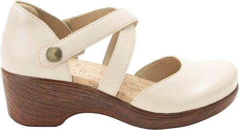 Alegria Womens Savina Leather Wedge - Stylish and Versatile Mary Jane for Endless Support - Enhanced Arch Slip Resistant Platform Ankle Cross Strap Heel for Professionals in Saudi Arabia