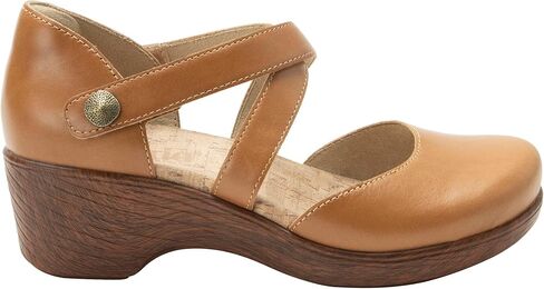 Alegria Womens Savina Leather Wedge - Stylish and Versatile Mary Jane for Endless Support - Enhanced Arch Slip Resistant Platform Ankle Cross Strap Heel for Professionals in Saudi Arabia