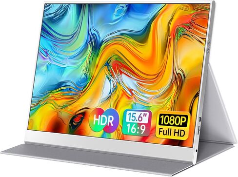 شاشة محمولة مقاس 15.6 بوصة، شاشة خارجية 1080P USB-C HDMI ثانية لأجهزة الكمبيوتر المحمول، الكمبيوتر الشخصي، هاتف Mac، PS، Xbox، Swich، شاشة ألعاب IPS رفيعة للغاية بدون إطار / غطاء ذكي ممتاز in Saudi Arabia