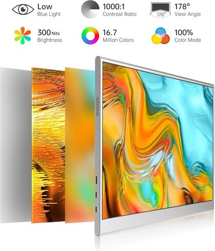شاشة محمولة مقاس 15.6 بوصة، شاشة خارجية 1080P USB-C HDMI ثانية لأجهزة الكمبيوتر المحمول، الكمبيوتر الشخصي، هاتف Mac، PS، Xbox، Swich، شاشة ألعاب IPS رفيعة للغاية بدون إطار / غطاء ذكي ممتاز in Saudi Arabia