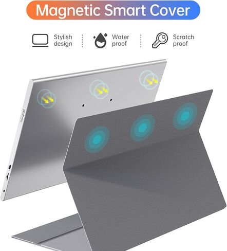 شاشة محمولة مقاس 15.6 بوصة، شاشة خارجية 1080P USB-C HDMI ثانية لأجهزة الكمبيوتر المحمول، الكمبيوتر الشخصي، هاتف Mac، PS، Xbox، Swich، شاشة ألعاب IPS رفيعة للغاية بدون إطار / غطاء ذكي ممتاز in Saudi Arabia