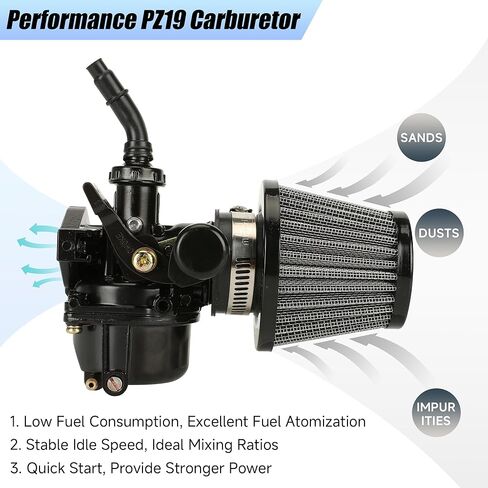 YOXUFA PZ19 Carburetor 19mm Carb Air Filter Kit for 125cc 110cc 50cc 70cc ATV Pit Dirt Bike Coolster Apollo Baja Kazuma falcon TaoTao DB10 DB24 GK110 Chinese Quad 4 Wheel High Performance Parts Black in Saudi Arabia