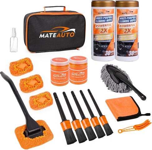 Car Wash Kit,17 PCS Car Cleaning Kit with Car Wash Mitt Scratch Free,Detailing Brush Set,Cleaning Gel,Tire Brush,Air Vent Brush in Saudi Arabia