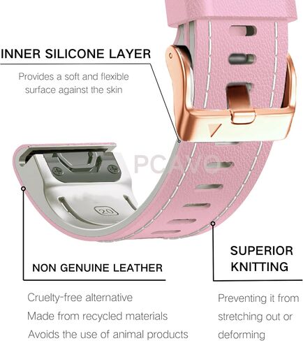 20mm Leather Watch Band for Garmin Fenix 6s / Fenix 5s / Fenix 7s, QuickFit 20mm Soft Leather with Silicone Strap for Garmin D2 Delta S epix Pro Gen 2 42mm in Saudi Arabia