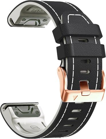 سوار ساعة جلد 20 ملم لـ Garmin Fenix ​​6s / Fenix ​​5s / Fenix ​​7s، QuickFit 20 ملم جلد ناعم مع حزام سيليكون لـ Garmin D2 Delta S epix Pro Gen 2 42 ملم in Kuwait