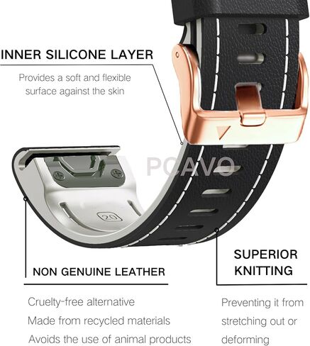 سوار ساعة جلد 20 ملم لـ Garmin Fenix ​​6s / Fenix ​​5s / Fenix ​​7s، QuickFit 20 ملم جلد ناعم مع حزام سيليكون لـ Garmin D2 Delta S epix Pro Gen 2 42 ملم in Kuwait