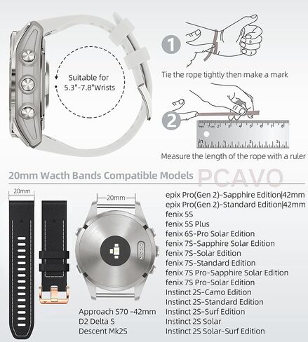 سوار ساعة جلد 20 ملم لـ Garmin Fenix ​​6s / Fenix ​​5s / Fenix ​​7s، QuickFit 20 ملم جلد ناعم مع حزام سيليكون لـ Garmin D2 Delta S epix Pro Gen 2 42 ملم in Kuwait