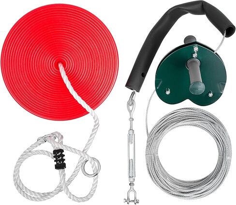 VEVOR Zipline Kit for Kids and Adult, 120 ft Zip Line Kits Up to 500 lb, Backyard Outdoor Quick Setup Zipline, Playground Entertainment with Stainless Steel Zipline, Spring Brake, Safety Harness, Seat in Saudi Arabia