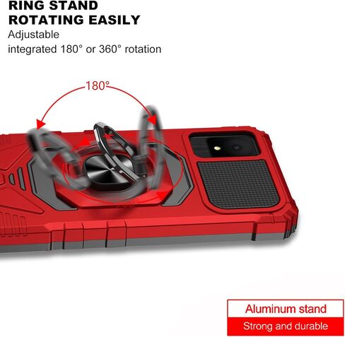 Ailiber for TCL K11 T432W/TCL 502 Case with Screen Protector, TCL 503 Case with Stand for Magnetic Car Mount, Military Grade, Heavy Duty Protective Cell Phone Cover for TCL T432W-Red in Saudi Arabia