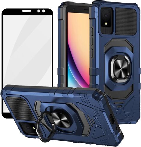 Ailiber for TCL K11 T432W/TCL 502 Case with Screen Protector, TCL 503 Case with Stand for Magnetic Car Mount, Military Grade, Heavy Duty Protective Cell Phone Cover for TCL T432W-Red in Saudi Arabia