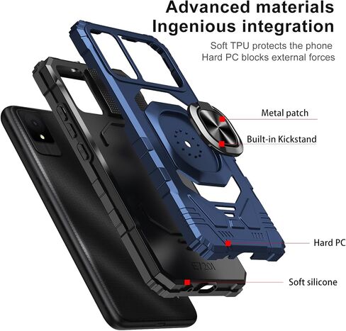 Ailiber for TCL K11 T432W/TCL 502 Case with Screen Protector, TCL 503 Case with Stand for Magnetic Car Mount, Military Grade, Heavy Duty Protective Cell Phone Cover for TCL T432W-Red in Saudi Arabia